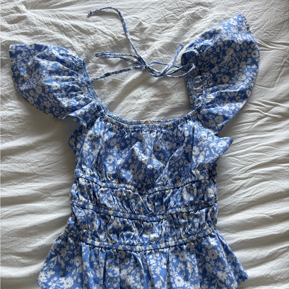 Altar'd State Blue Floral Top
